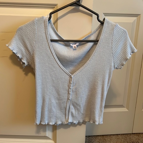 Garage baby blue button T-shirt